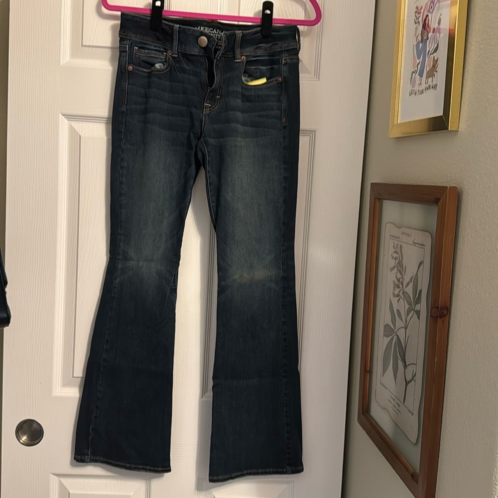 Blue denim flared jeans
